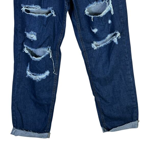 NWT Parisian ASOS Boyfriend Jeans Womens 8 Dark Wash Distressed Slouchy Tomboy - Picture 5 of 7